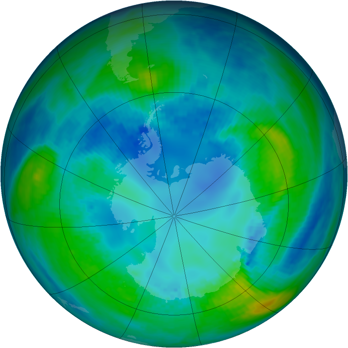 Antarctic ozone map for 24 April 1992